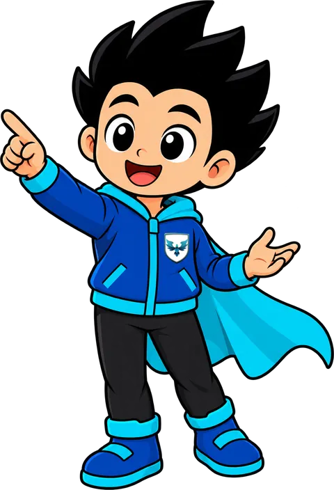 Veer, the iTechFixr learning buddy, pointing up at the topic with a big smile